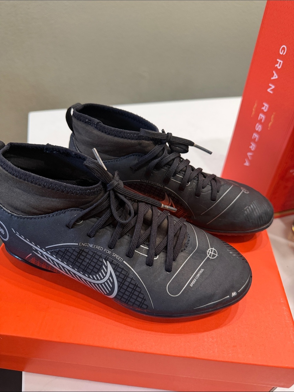 Nike Black Kids Soccer Sneakers with White Accents